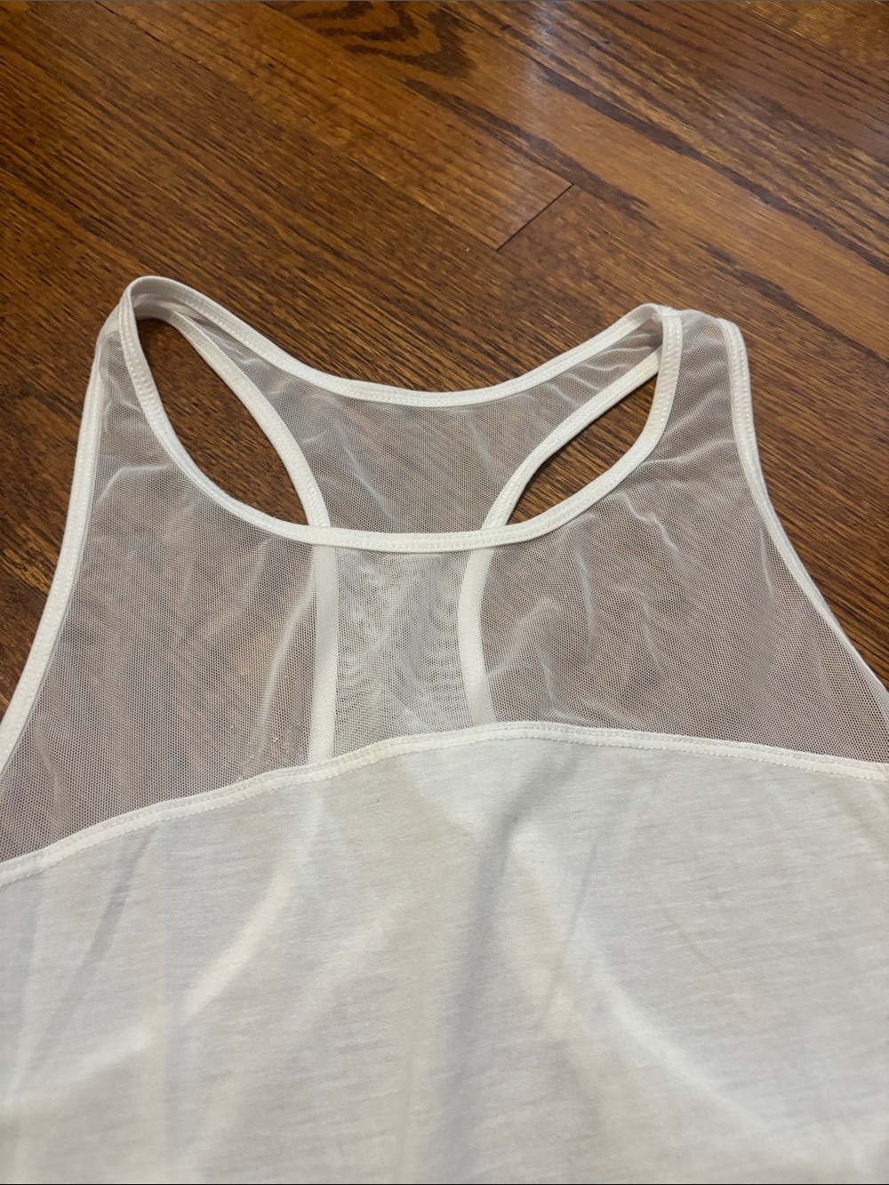 White Racerback Mesh Tank Top - Picture 5 of 7